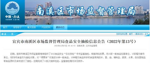 四川省宜宾市南溪区市场监管局发布2022年第13号食品安全抽检信息公告